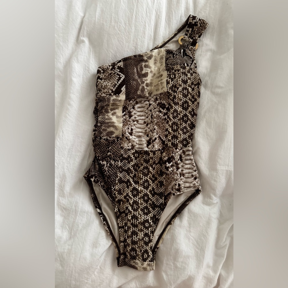 MICHAEL Michael Kors Brown and Cream One Piece Swimsuit